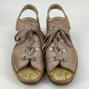 Fly London Leather Wedge Sandals 38 Tie Up